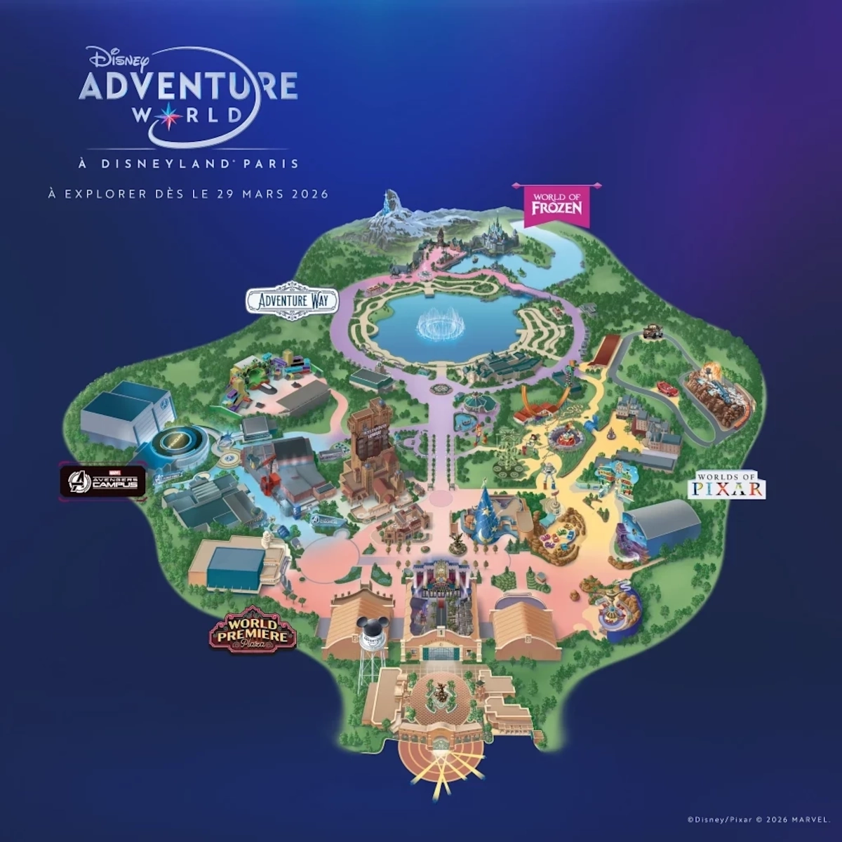 plan du parc disney adventure world paris